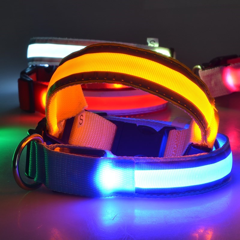 Stilig hundebånd med innebygd LED lys. Velg mellom 6 forskjellige farger